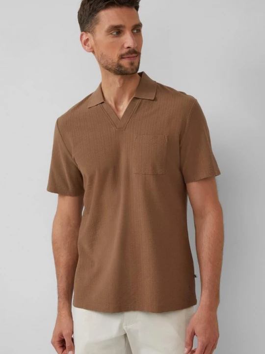 Foto van product Polo van gestructureerde jersey met borstzak s.Oliver bruin