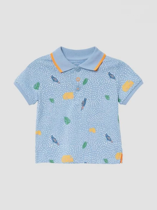Foto van product Polo van katoen met print all-over s.Oliver blauw