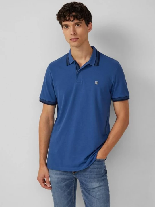 Foto van product Polo van katoen-piqué met contrastdetails s.Oliver blauw