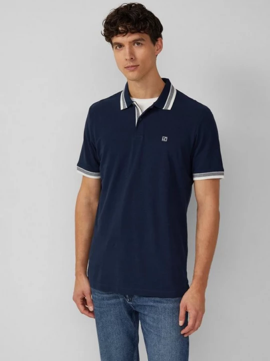 Foto van product Polo van katoen-piqué met contrastdetails s.Oliver blauw