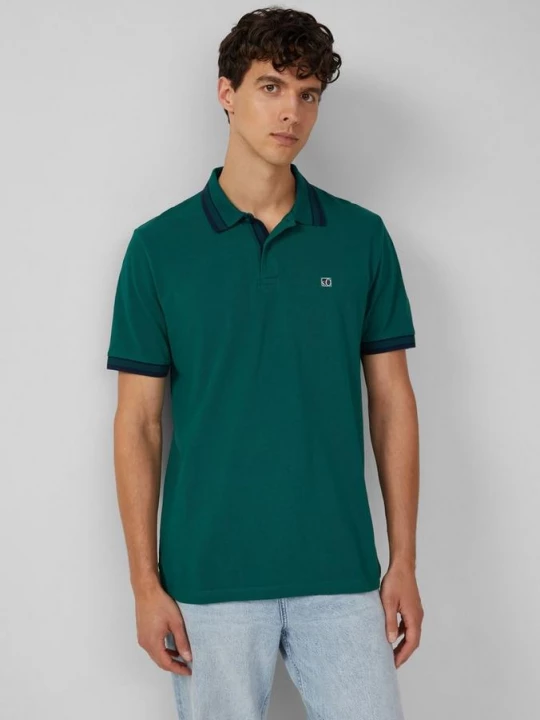 Foto van product Polo van katoen-piqué met contrastdetails s.Oliver groen