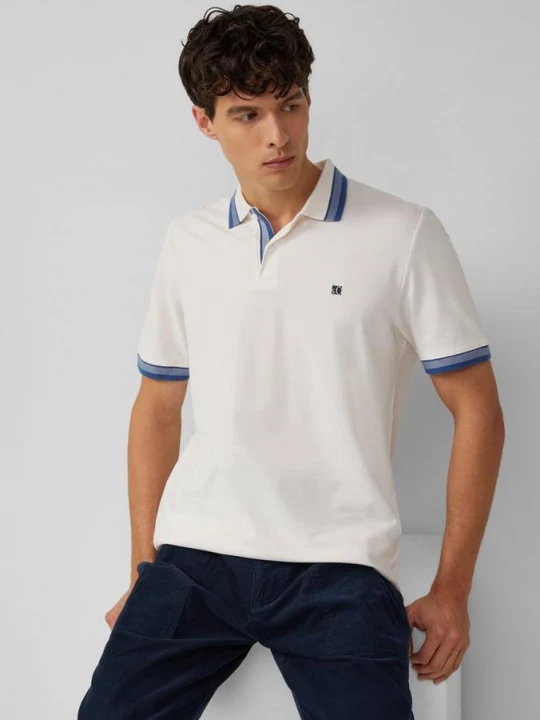 Foto van product Polo van katoen-piqué met contrastdetails s.Oliver wit