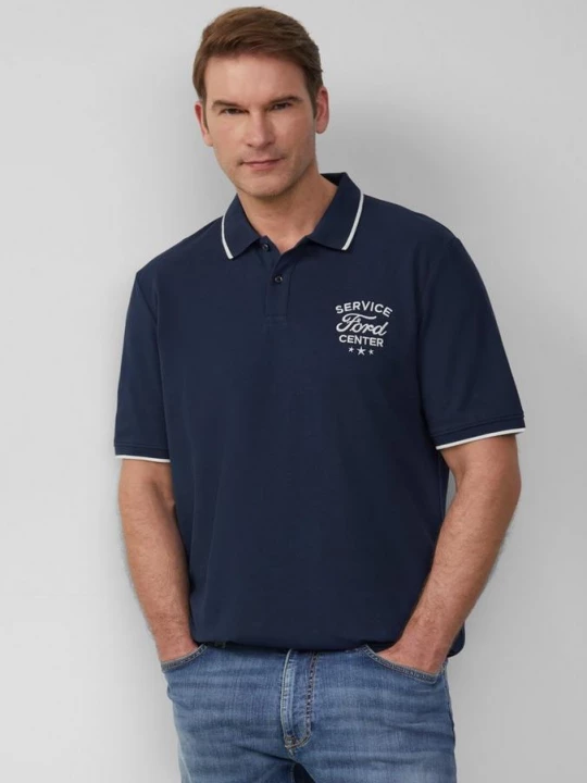 Foto van product Polo van piqué met borduursel en Ford®-artwork s.Oliver blauw