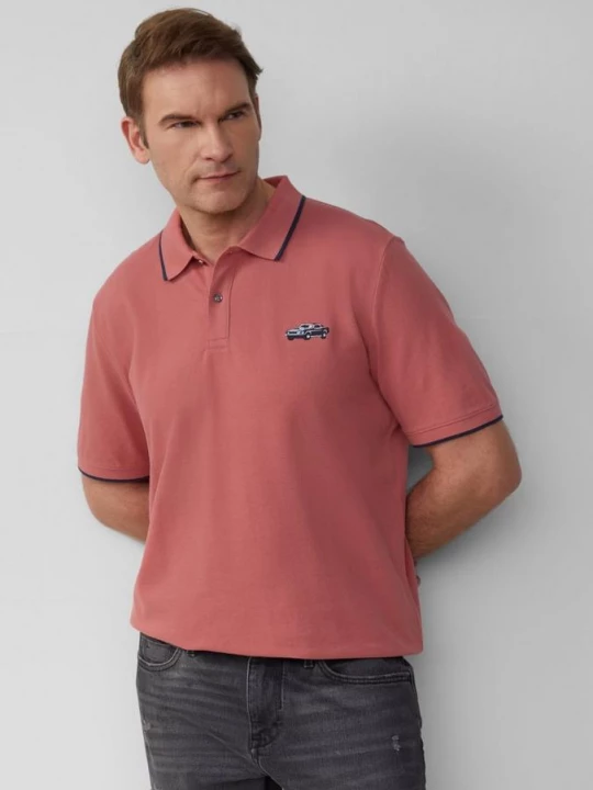 Foto van product Polo van piqué met borduursel en Ford®-artwork s.Oliver roze