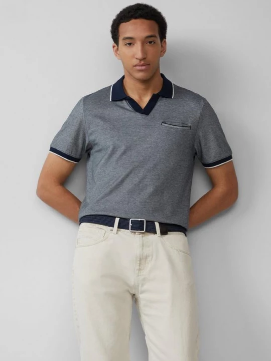 Foto van product Poloshirt in tweekleurig piqué met borstzakje s.Oliver blauw