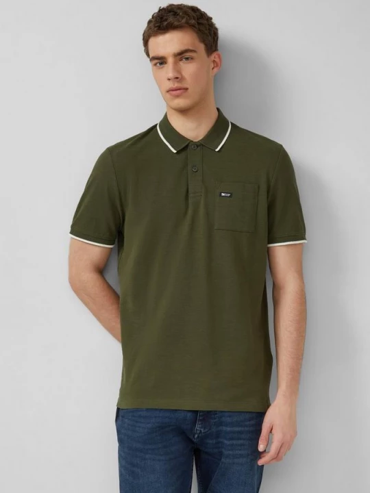Foto van product Poloshirt in vlamgaren piqué s.Oliver olijfgroen