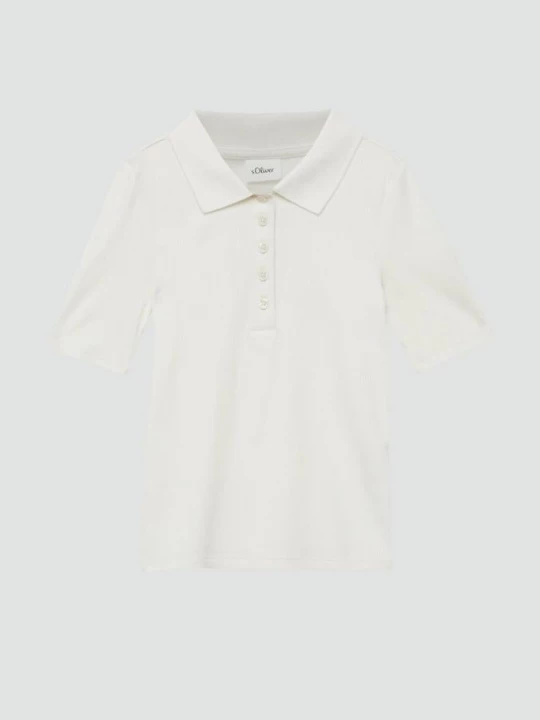Foto van product Poloshirt met geribde structuur s.Oliver crème