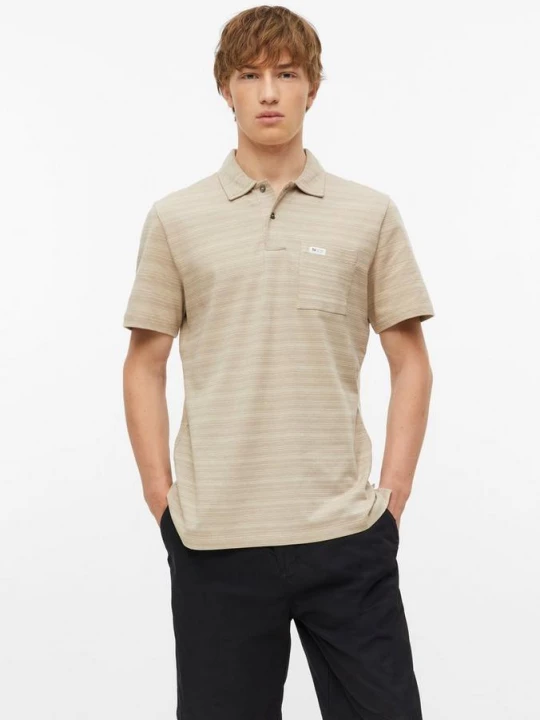 Foto van product Poloshirt met gestructureerde strepen s.Oliver beżowy
