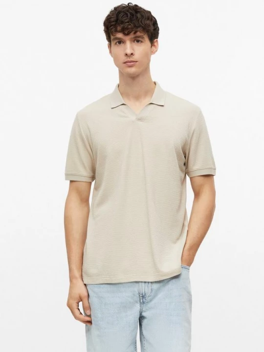 Foto van product Poloshirt met gestructureerde strepen s.Oliver beżowy