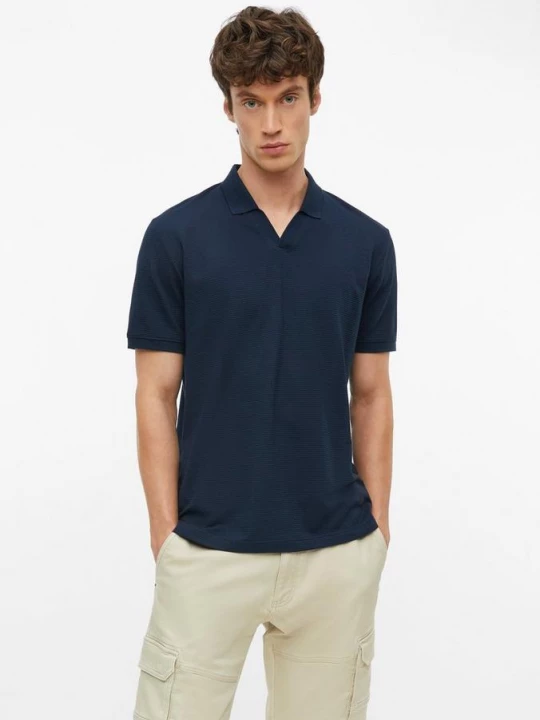 Foto van product Poloshirt met gestructureerde strepen s.Oliver blauw