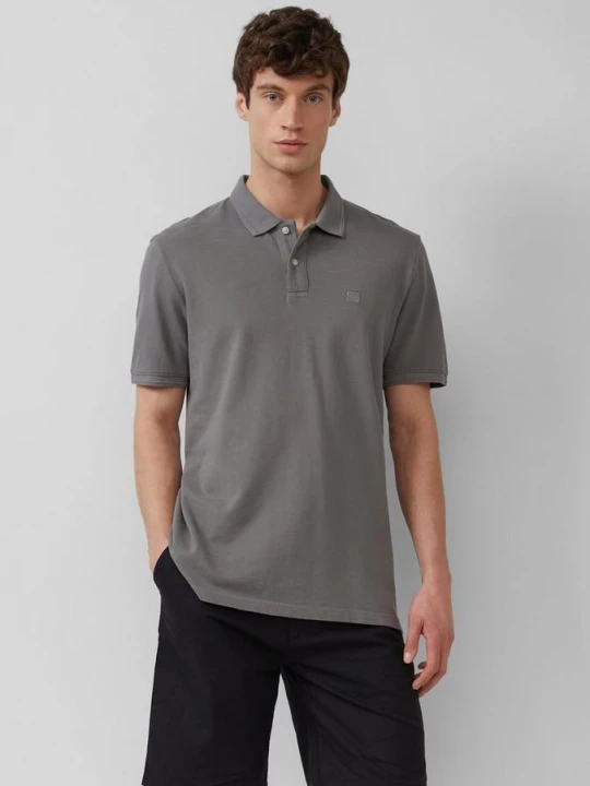 Foto van product Poloshirt met kleine labelpatch en slubstructuur s.Oliver grijs
