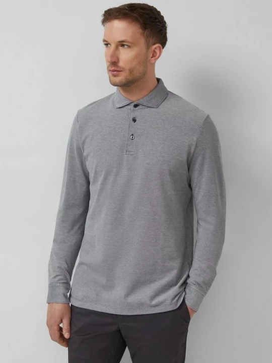 Foto van product Poloshirt met lange mouwen in tweekleurig katoen piqué s.Oliver grijs
