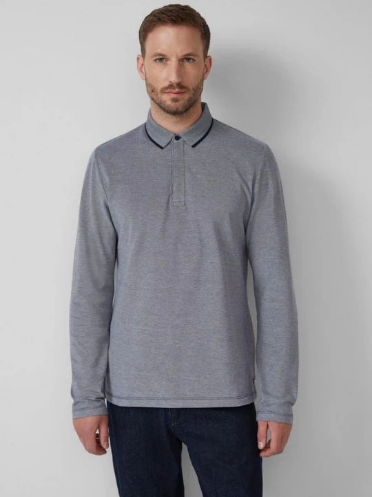 Foto van product Poloshirt met lange mouwen in tweekleurig piqué s.Oliver blauw