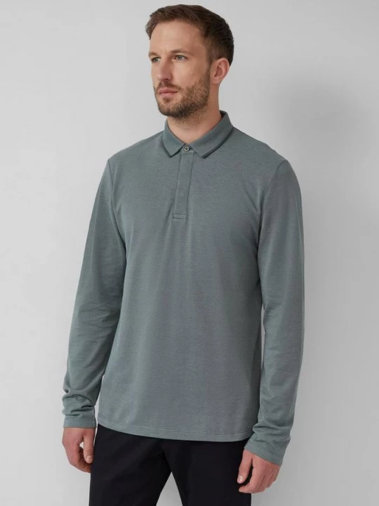 Foto van product Poloshirt met lange mouwen in tweekleurig piqué s.Oliver petrol