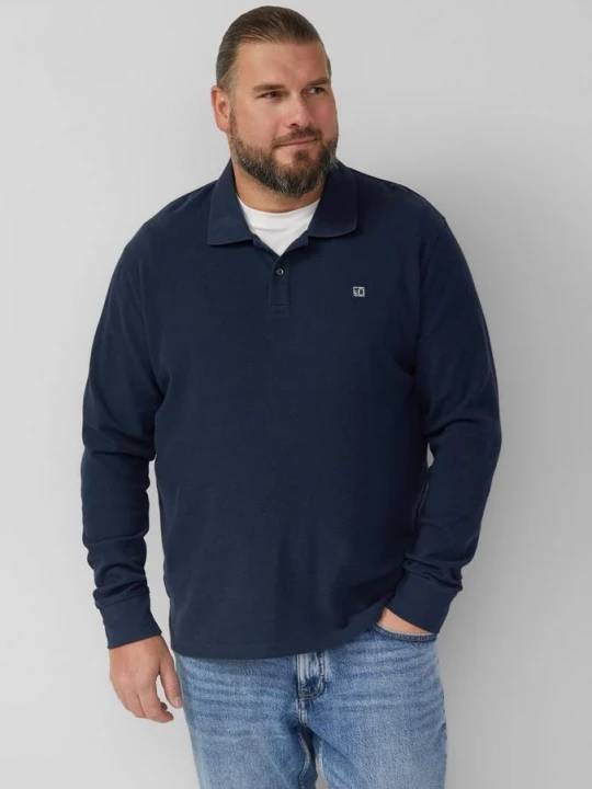Foto van product Poloshirt met lange mouwen, wafelstructuur en logopatch s.Oliver blauw