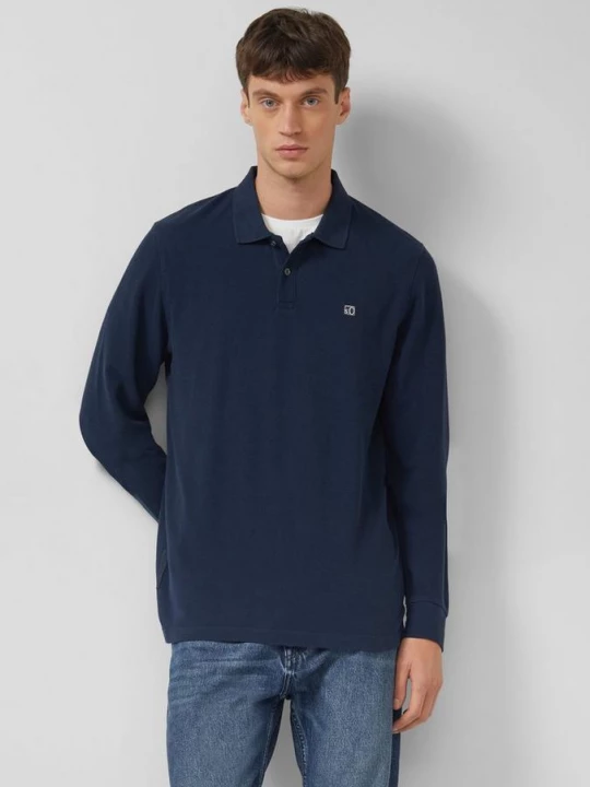 Foto van product Poloshirt met lange mouwen, wafelstructuur en logopatch s.Oliver blauw