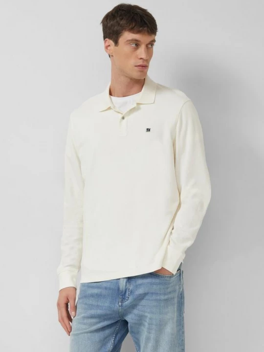 Foto van product Poloshirt met lange mouwen, wafelstructuur en logopatch s.Oliver crème