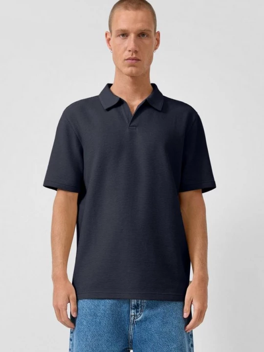 Foto van product Poloshirt met structuur QS blauw