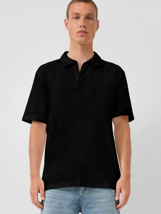 Foto van product Poloshirt met structuur QS zwart