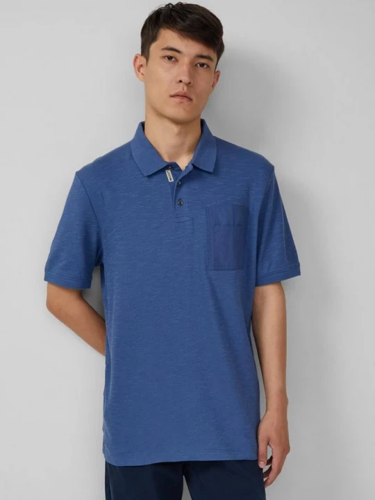 Foto van product Poloshirt met vlamgarenstructuur en borstzak s.Oliver blauw