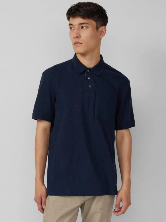 Foto van product Poloshirt met vlamgarenstructuur en borstzak s.Oliver blauw