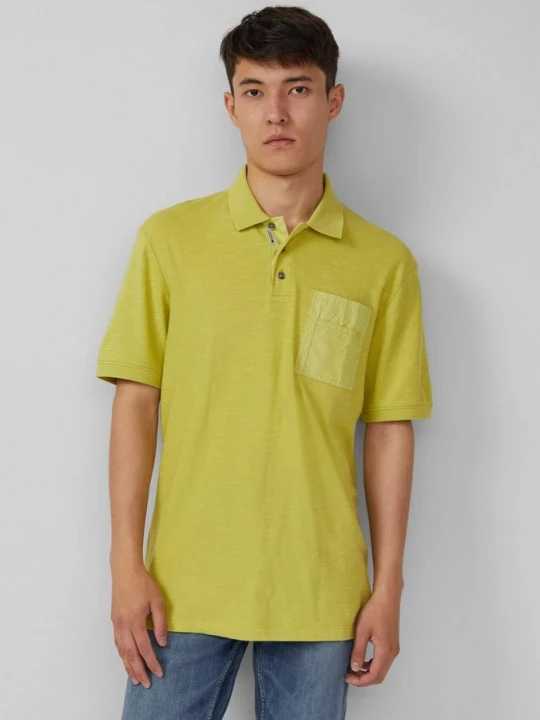 Foto van product Poloshirt met vlamgarenstructuur en borstzak s.Oliver groen