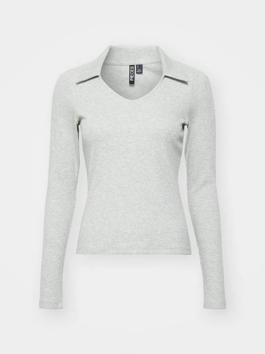 Foto van product Poloshirt Pieces lichtgrijs gemêleerd