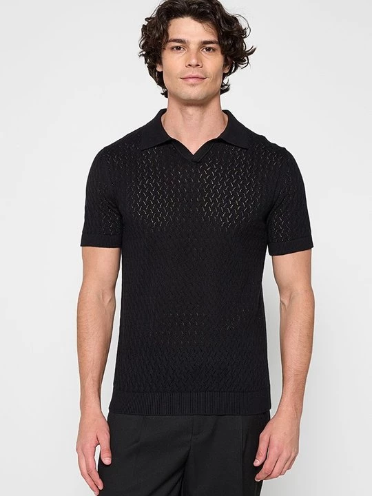 Foto van product Poloshirt Selected gemêleerd zwart
