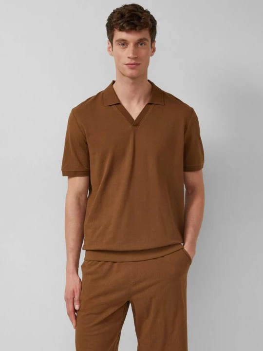 Foto van product Poloshirt van getextureerde katoenjersey s.Oliver bruin