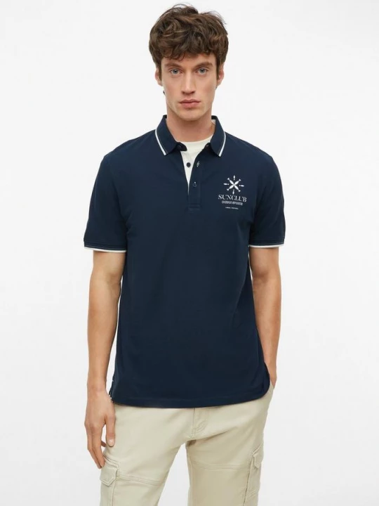 Foto van product Poloshirt van katoen piqué met contrasterende details s.Oliver blauw