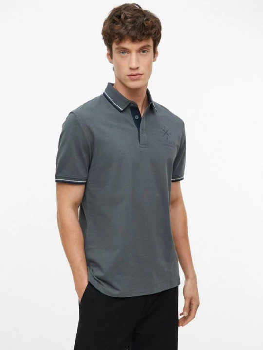 Foto van product Poloshirt van katoen piqué met contrasterende details s.Oliver grijs
