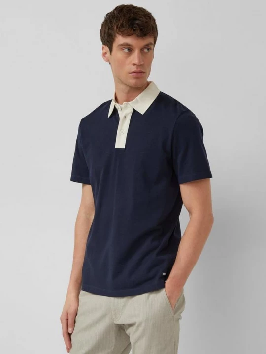 Foto van product Poloshirt van zware jersey met contrasterende kraag s.Oliver blauw