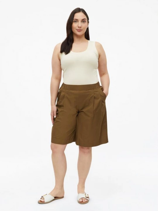 Foto van product Popeline bermuda broek met plooien s.Oliver bruin