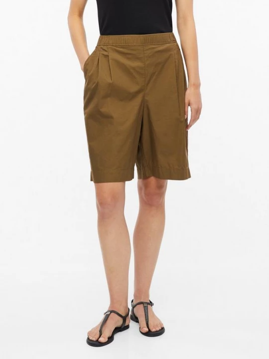 Foto van product Popeline bermuda broek met plooien s.Oliver bruin