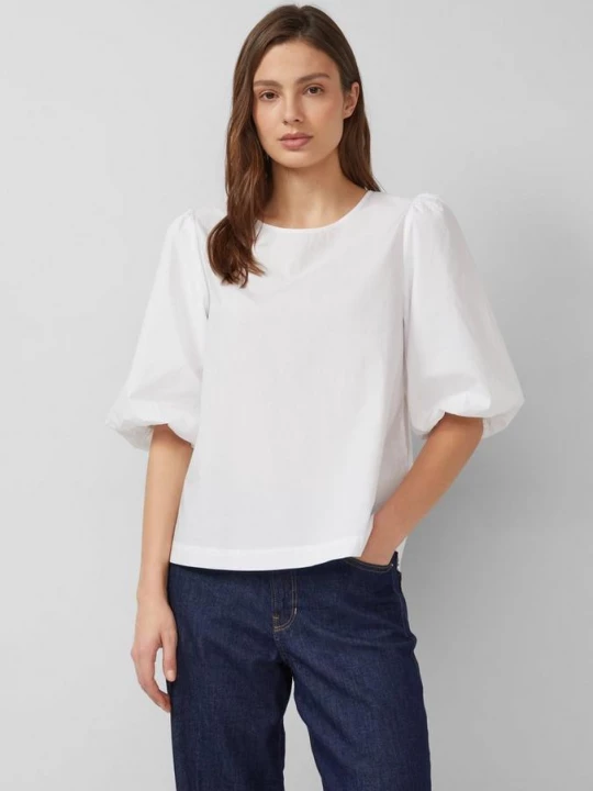 Foto van product Popeline blouse met ballonmouwen s.Oliver wit
