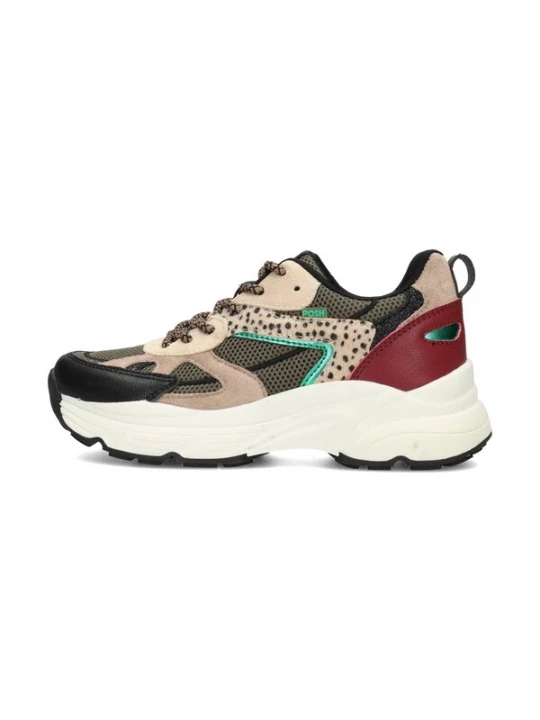Foto van product POSH by Poelman Sneakers 'Ayoki' beige / olijfgroen / donkerrood / zwart