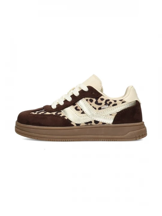 Foto van product POSH by Poelman Sneakers 'DAYNA' beige / donkerbruin / zwart