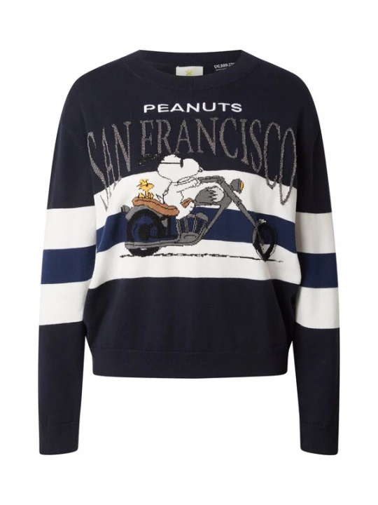 Foto van product PRINCESS GOES HOLLYWOOD Trui 'Snoopy San Fran' donkerblauw / zwart / zilver / wit