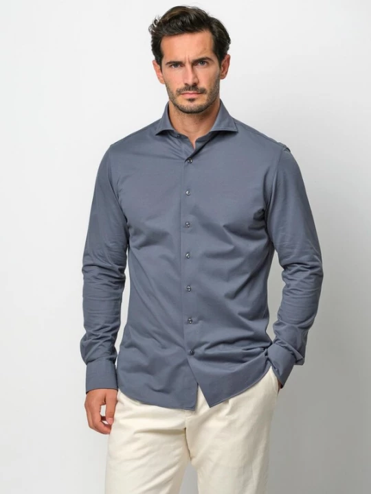 Foto van product Profuomo Overhemd 'Japanese Knitted' blauw