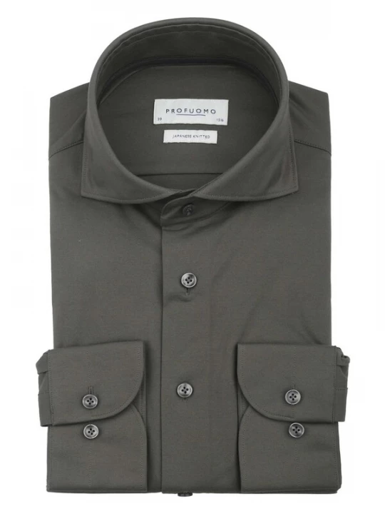 Foto van product Profuomo Overhemd 'Japanese Knitted' donkergroen