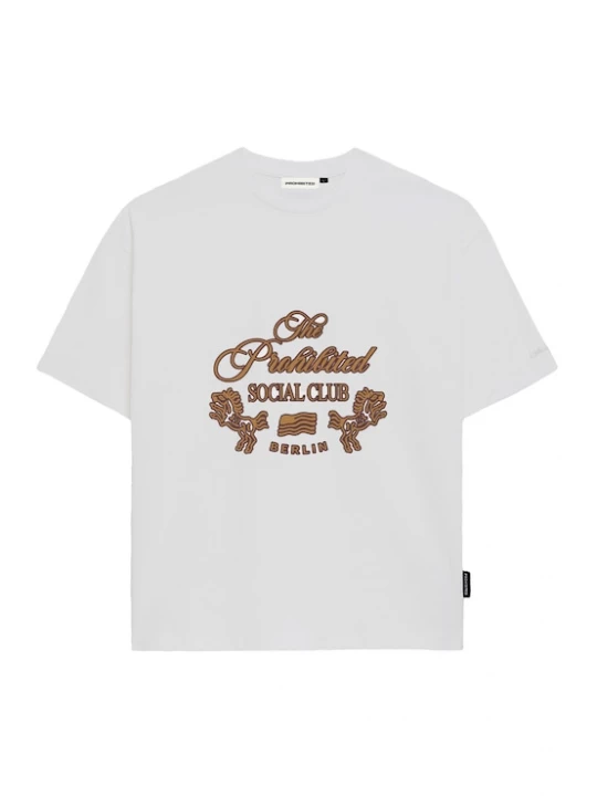 Foto van product Prohibited Shirt 'Clubhouse' cognac / robijnrood / offwhite