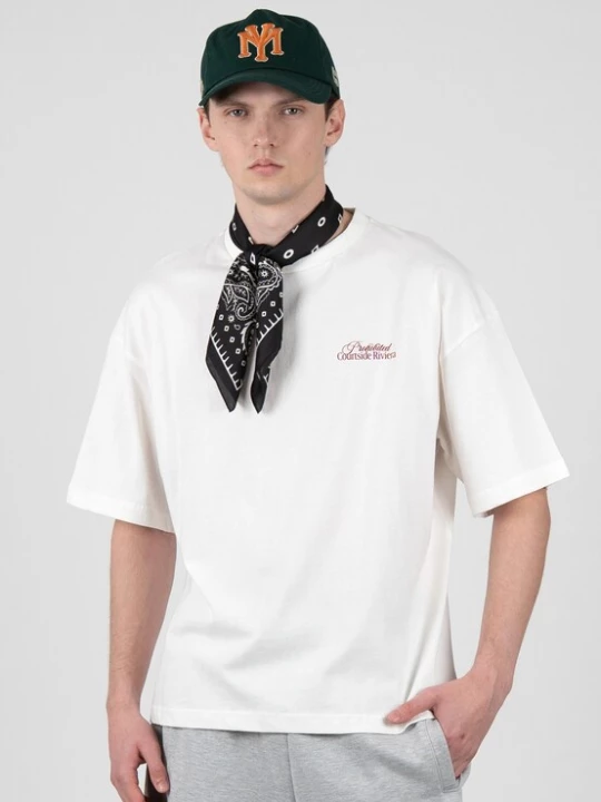 Foto van product Prohibited Shirt 'Courtside Riviera' donkergroen / oranje / zwart / offwhite