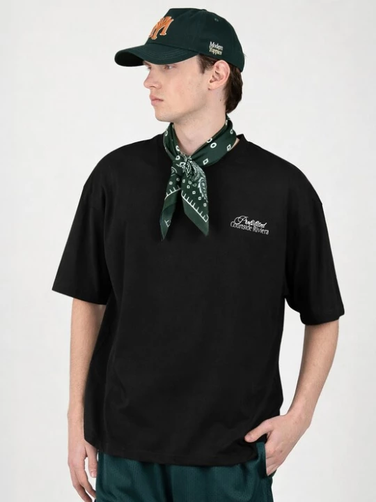 Foto van product Prohibited Shirt 'Courtside Riviera' goudgeel / donkeroranje / zwart / wit