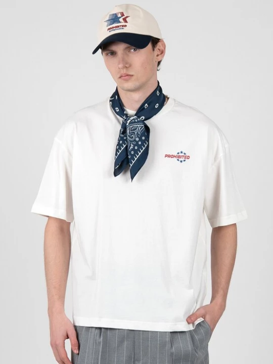 Foto van product Prohibited Shirt 'Running Club' azuur / rood / offwhite