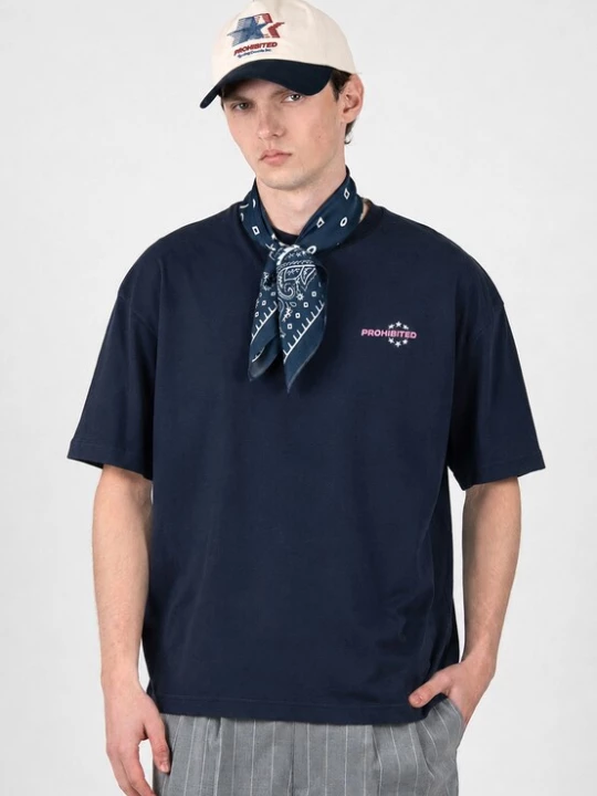 Foto van product Prohibited Shirt 'Running Club' donkerblauw / rosa / wit