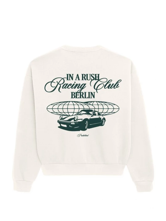 Foto van product Prohibited Sweatshirt 'In A Rush' donkergroen / offwhite
