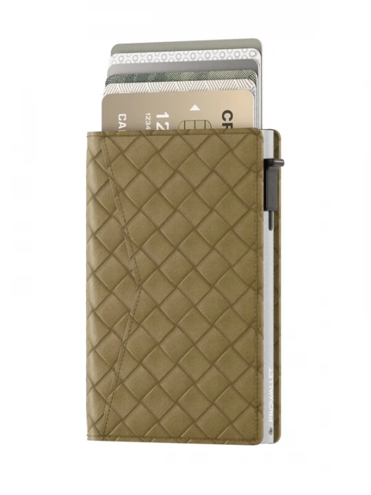 Foto van product Prowallet Portemonnee 'Pasjeshouder Slim Woven' olijfgroen