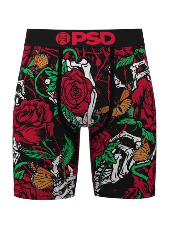 Foto van product PSD Boxershorts 'Eternal Roses' grasgroen / donkerrood / zwart / wit