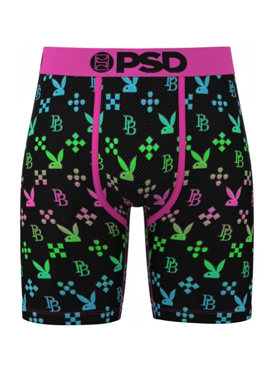 Foto van product PSD Boxershorts 'Pleyboy Emblem' lichtblauw / neongroen / pink / zwart