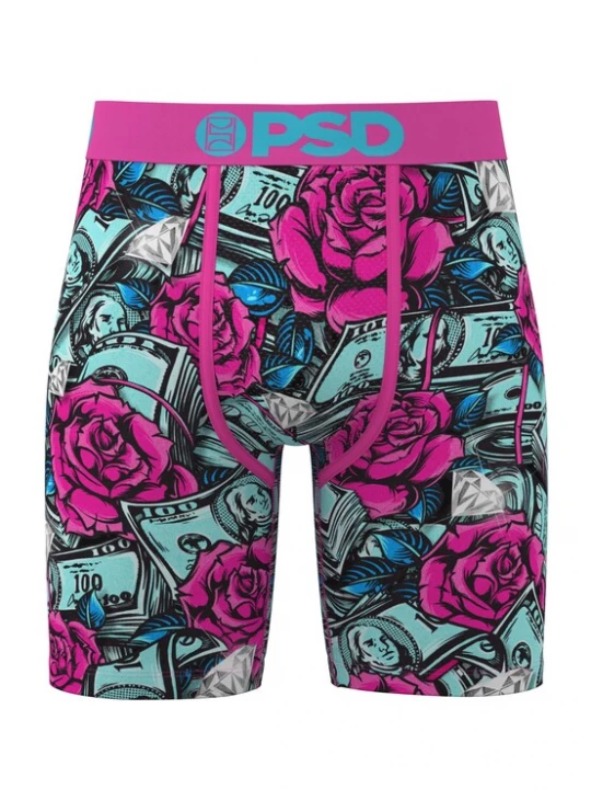 Foto van product PSD Boxershorts 'Stacked Roses' blauw / donkerblauw / lichtgroen / pink